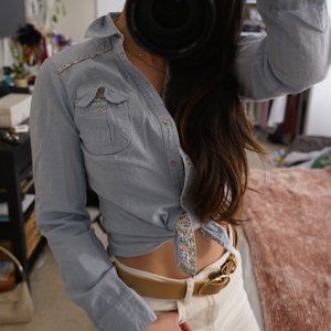 Forever 21 Denim Floral Button Shirt